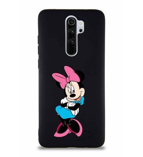 Xiaomi Redmi Note 8 Pro Soft Premier Kapak Minnie Mouse-D Tasarımlı Silikon Kılıf - Siyah (Şeffaf)