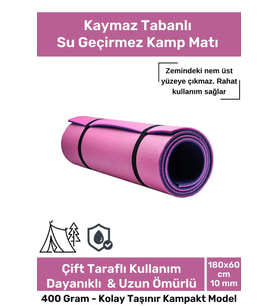 Premium Su Geçirmez Konforlu Taşıma Askılı Çift Taraflı Zemin Çadır Uyku Kamp Matı Yer Minderi 10 mm