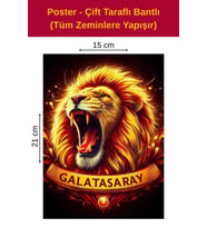 Sarı Kırmızı Aslan Poster, Çift Taraflı Bantlı, Tüm Zeminlere Yapışır, (15 x 21 cm).