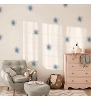 Soft Papatya Bohem Vintage Mavi  Çiçek Soft Pastel Boho Tarzı Suluboya Çiçek Duvar Dekorasyon Etiket (Karışık)