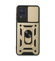Samsung Galaxy A22 Kılıf Pars Lens Yüzüklü Silikon - Gold
