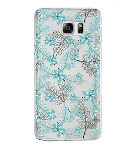 Samsung Galaxy Note 5 Kapak Floral Su Yeşili Tasarımlı Şeffaf Silikon Kılıf