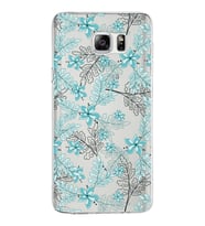 Samsung Galaxy Note 5 Kapak Floral Su Yeşili Tasarımlı Şeffaf Silikon Kılıf