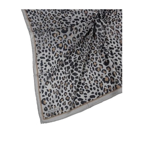 Mısırlı Eşarpları Leopar Desenli Star Krep Eşarp (Vizon - Siyah)