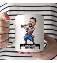 Zurnacı Müzisyen Erkek Karikatürlü Kupa Bardak