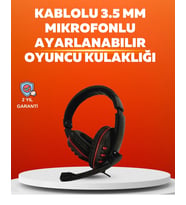 Stereo Kırmızıkulaklığı Yumuşak Pedli Mikrofonlu