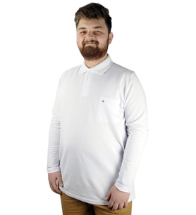 Mode XL Büyük Beden Tshirt Polo U.Kol Cepli 22446 Beyaz