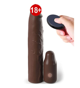 Fantasy Extension Elit Kumandalı Titreşimli Esmer 22 Cm Uzatmalı Silikon Penis Kılıfı
