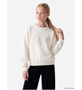 LCW Kids Ekru Baskılı Kız Çocuk 2'li Sweatshirt