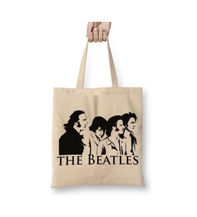 The Beatles 01 Beyaz Bez Çanta Uzun Saplı Alışveriş Çantası Plaj Çantası