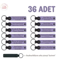 Eğitim Katılımcılarına Özel Hediye 36'lı Set, Üzerine İsim Yazılı Anahtarlık, Mor Menekşe & Lacivert (Lila - Mor)