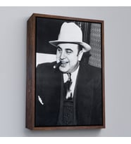 Çerçeveli Ünlü Sabıka Fotoğrafı Posteri, Ünlü Mafya Patronu, Al Capone Kanvas Tablo (Siyah)
