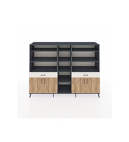 Hyperion Dolap 12 Raflı 2 Çekmeceli 4 Kapaklı 220x44x163 Antrasit-Çam/Aytaşı