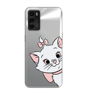 Oppo A55 Uyumlu Marie Kedicik Desenli Şeffaf Telefon Kılıfı