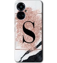 Tecno Camon 19 Pro Kılıf HD Desen Baskılı Kılıf - Pembe Mermer Desenli S Harfi