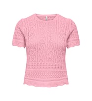 Only ONLELKE Kadın Triko Bluz Kısa Kollu Bisiklet Yaka (Pembe)