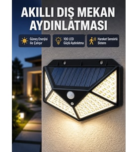 Solar Güçlü 100 LED Bahçe Lambası – Enerji Tasarruflu, Suya Dayanıklı ve Geniş Açılı Işık