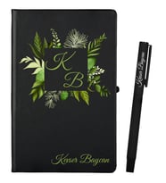 Kişiye Özel Doğum Günü Hediyesi Siyah Defter ve Siyah Roller Kalem Seti