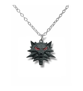 The Witcher Wolf Kurt Kafası Cosplay Kolye  Unisex  60 cm Zincirli Oyun ve Fantastik Takı (Gümüş)