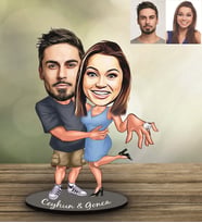 Kişiye Özel  Sevgili Karikatürlü Ahşap Biblo Model 3-Eco
