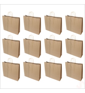 Büküm Saplı Kraft Çanta 40 x 44 x 13 cm, Natürel - 12 Adet (STD)
