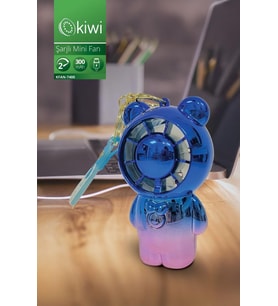 Kiwi KFAN-7400 Şarjlı Portatif Taşınabilir Ultra Sessiz Mini Fan Mavi