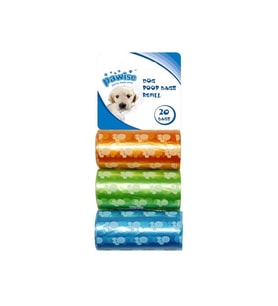 Pawise 11596 Renkli Köpek Dışkı Toplama Kaka Torbası 20x3 Rulo