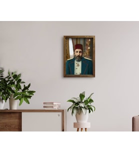 BK Home Sultan II Abdülhamid Han Tasarımlı Doğal Masif Ahşap Çerçeveli Tablo 45x65cm-7