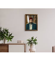 BK Home Sultan II Abdülhamid Han Tasarımlı Doğal Masif Ahşap Çerçeveli Tablo 45x65cm-7