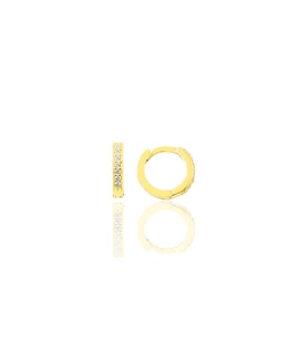 Gümüş altın yaldızlı zirkon taşlı 9 mm halka küpe Tragus Piercing Helix Kıkırdak Küpesi