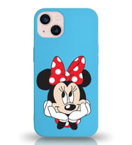 Apple iPhone 13 Mini  Lansman Kılıf Minnie Mouse Tasarımlı Altı Kapalı İçi Kadife Kaplı  Kapak (Şeffaf)