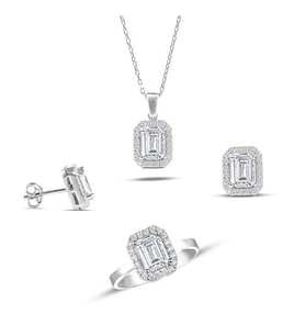 Silverfoni Baget Bayan zirkon taşlı gümüş mini set