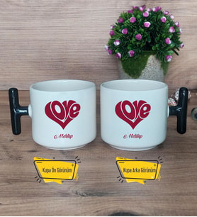 Love Sevgili Kupa Bardak T Siyah Kulplu Sevgiliye Sevgililer Günü Hediyesi