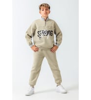 Erkek Çocuk Brooklyn Stay Strong Baskılı 3 İplik Kalın Kışlık Eşofman Takımı Ak4225 (Yeşil)