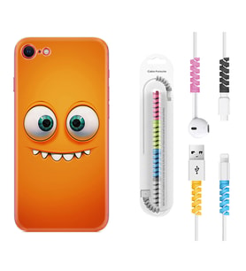 Apple iPhone 5 6 7 8 Plus Se XR Kılıf Kablo Koruma Spiral Silikon Dişlek 1615