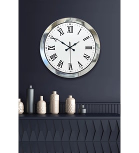 36 cm Krom Metal Roma Rakamli Duvar Saati