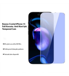 Baseus Crystal iPhone 15 Full Koruma Anti Mavi Işık Tempered Cam Ekran Koruyucu 2 - SSSSSS8795-3