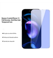 Baseus Crystal iPhone 15 Full Koruma Anti Mavi Işık Tempered Cam Ekran Koruyucu 2 - SSSSSS8795-3