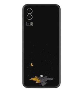 General Mobile GM 23 Kılıf Silikon Desen Özel Seri Ay ve Kedi 1683