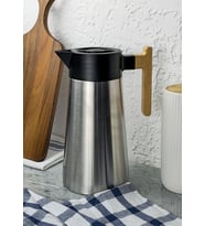 Bambu Saplı Çelik Termos - Bambu Saplı Çay Termosu - 2 Litre (Gümüş)
