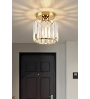 Glowix Kristal Taşlı Plofonyer Tekli Avize - Modern Tekli Kristal Taşlı Avize (Gold)