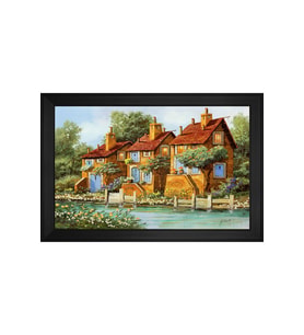 Manzara Temalı Kanvas Tablo 80 x 110 cm Siyah Çerçeve