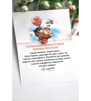 10 Adet Atatürk ve 23 Nisan Kartlı Bayrak Bileklik -Jelatinli Paket -23 Nisan