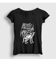 Presmono Kadın Siyah Wolf Bring Me The Horizon T-Shirt 21571tt