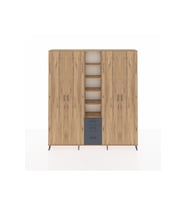 Arges Dolap 17 Raflı 3 Çekmeceli 4 Kapaklı 220x30x243 Çam-Çam/Antrasit