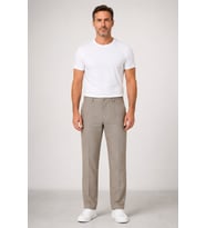 Erkek Slim Fit Keten Yan Cep Pantolon 1100-Bej