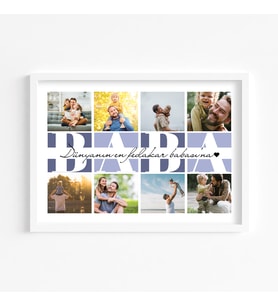 Çocuk Kalbi Atölyesi - Dünyanın En Fedakar Babasına Yazılı Fotoğraflı Babalar Günü Tablosu, Babalar Günü Hediyesi, Kişiye Özel Tablo