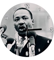Cakatablo Martin Luther King ve Mikrofonlar Siyah Beyaz Duvar Saati