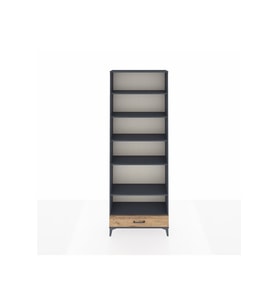 Arges Dolap 6 Raflı Tek Çekmeceli 88x30x243 Antrasit-Çam