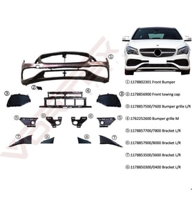 Mercedes-Benz CLA W117 2016-2020 Arası Uyumlu AMG Ön Tampon Seti (Braket & Izgara Dahil)